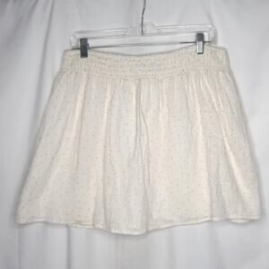 True Craft Women's Warm White Polka Dot Mini Skirt Large